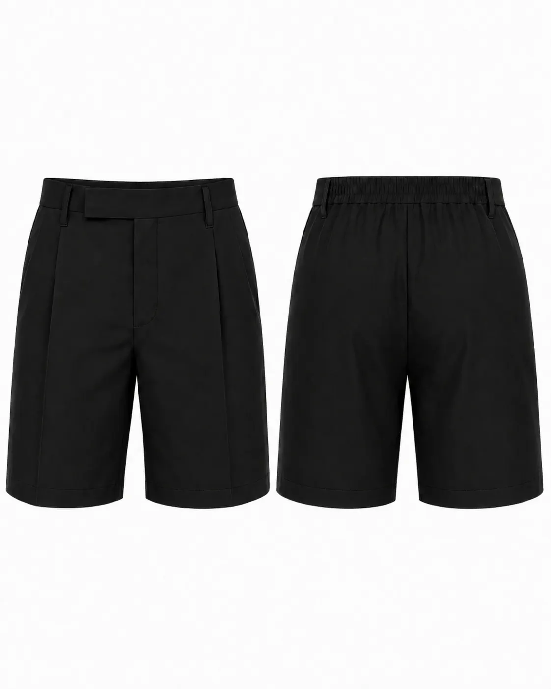 Black Elastic Waist School Uniform Shorts for Boys, Comfortable School Wear, Sizes 22-36 - Image 1