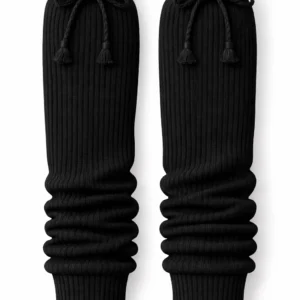Black School Leg Warmers, Soft Stretch Knit Warm Fit