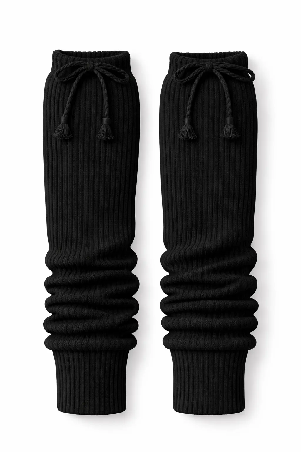 Black School Leg Warmers, Soft Stretch Knit Warm Fit - Image 1