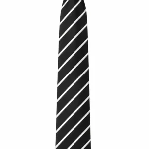 Black Striped School Tie, White Diagonal Stripe Uniform Tie