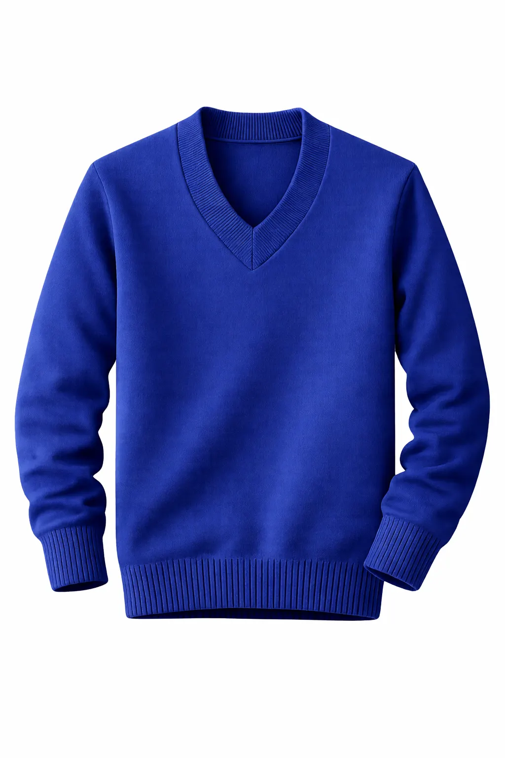 Blue School Uniform V-Neck Sweater, Plain Durable Knit - Image 1