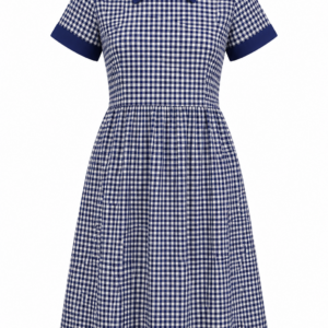 Blue White Checked School Uniform Dress for Girls, Durable School Wear, Sizes 22-40