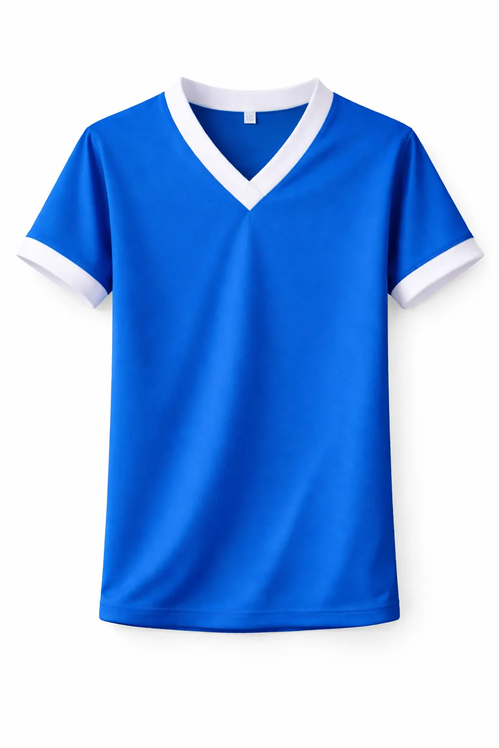 Blue PE Shirt, White V-Neck Breathable Lightweight Sports Fabric - Image 1
