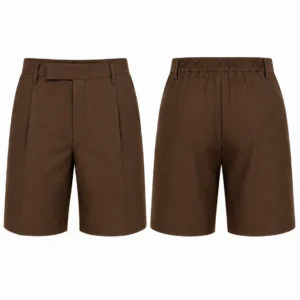 Brown Elastic Waist School Uniform Shorts for Boys, Comfortable School Wear, Sizes 22-36
