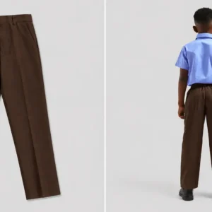 Brown School Uniform Trouser for Boys, Durable School Wear, Sizes 22-36