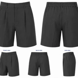 Dark Grey Elastic Waist School Uniform Shorts for Boys, Comfortable School Wear, Sizes 22-36