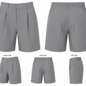 Grey Elastic Waist School Uniform Shorts for Boys, Comfortable School Wear, Sizes 22-36