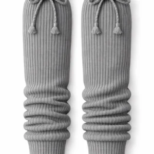 Grey School Leg Warmers, Soft Stretch Knit Warm Fit