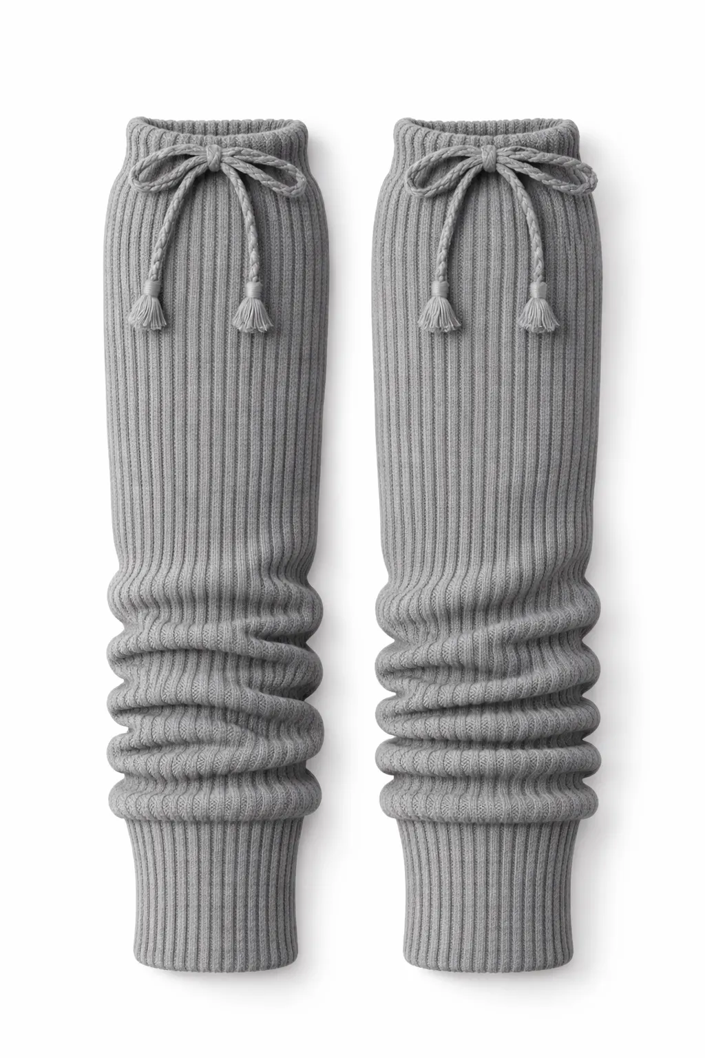 Grey School Leg Warmers, Soft Stretch Knit Warm Fit - Image 1