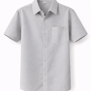 Grey School Shirt, Plain Durable Woven Uniform Fabric