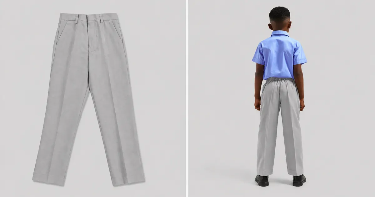 Light Grey School Uniform Trouser for Boys, Durable School Wear, Sizes 22-36 - Image 1