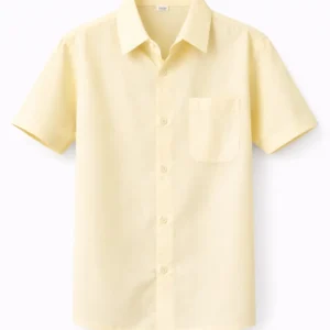 Light Yellow School Shirt, Plain Durable Woven Uniform Fabric