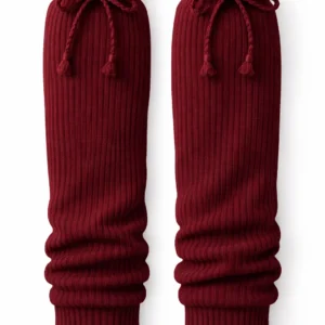 Maroon School Leg Warmers, Soft Stretch Knit Warm Fit