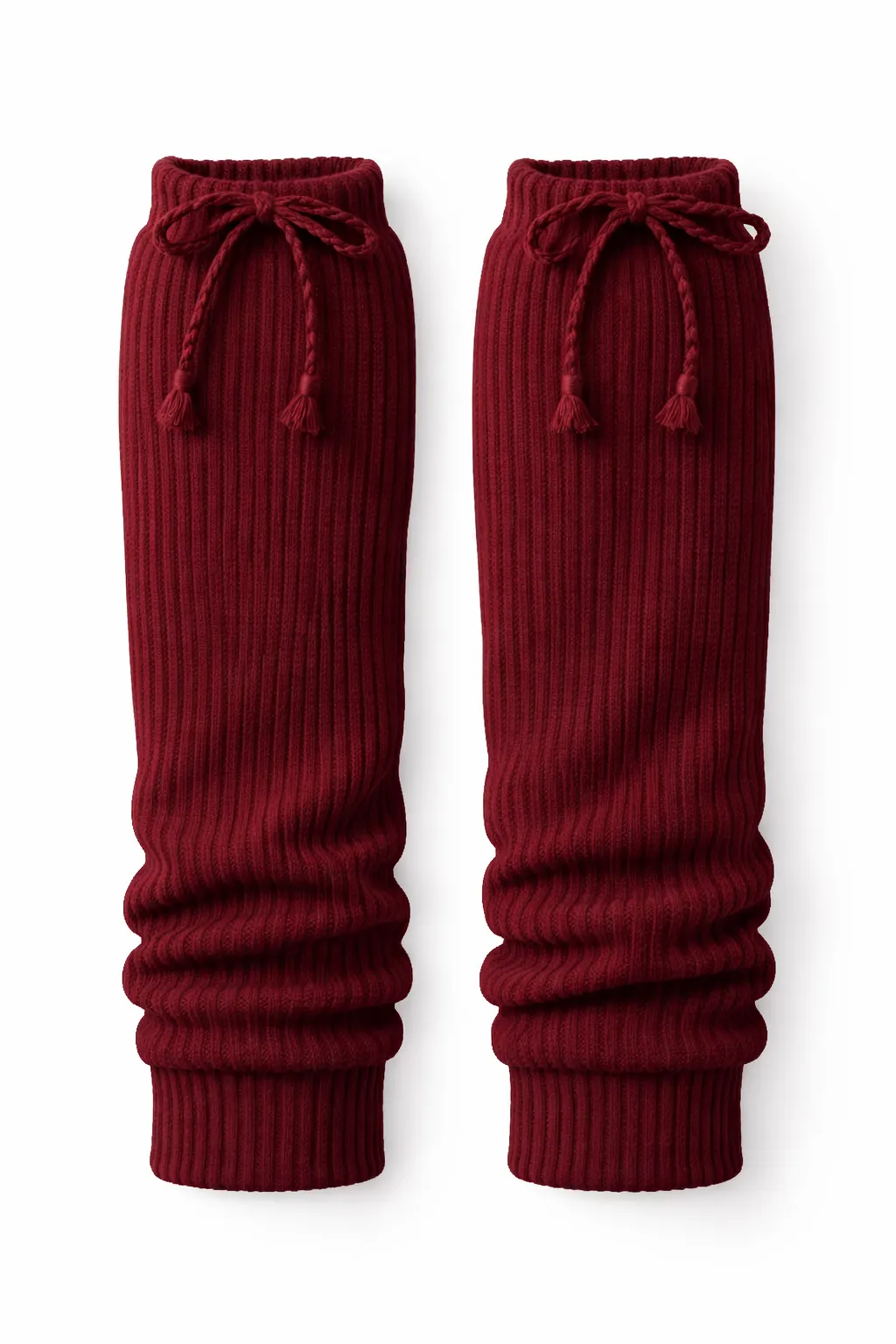 Maroon School Leg Warmers, Soft Stretch Knit Warm Fit - Image 1