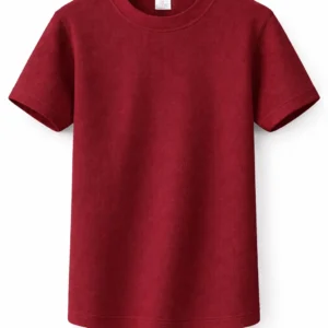 Maroon PE Shirt, Plain Breathable Lightweight Sports Fabric