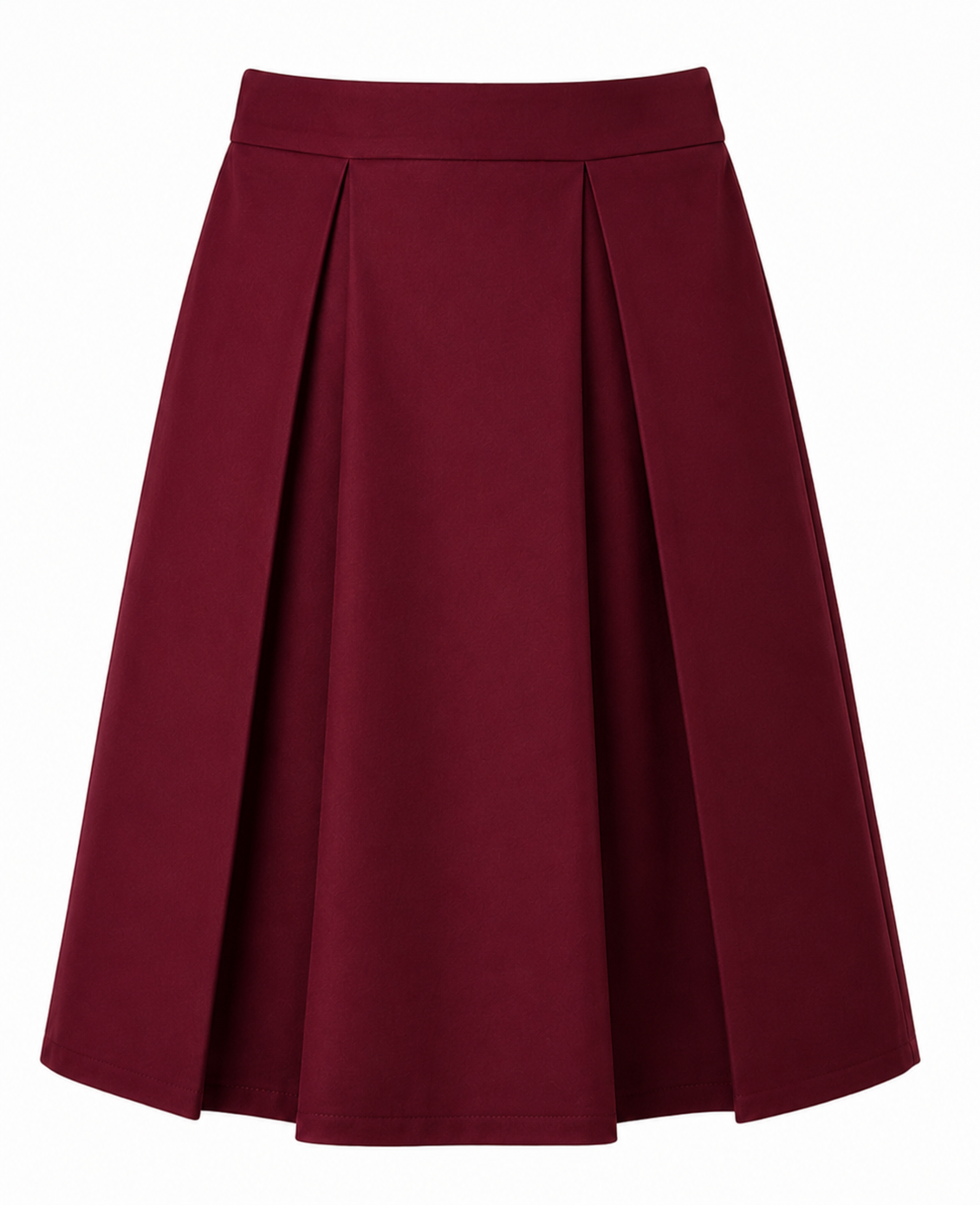Maroon Pleated School Uniform Skirt for Girls, Durable School Wear, Sizes 28-40 - Image 1