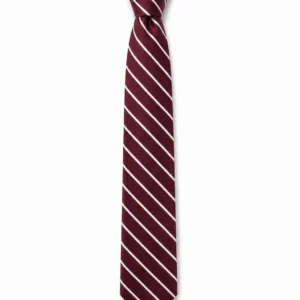 Maroon Striped School Tie, White Diagonal Stripe Uniform Tie