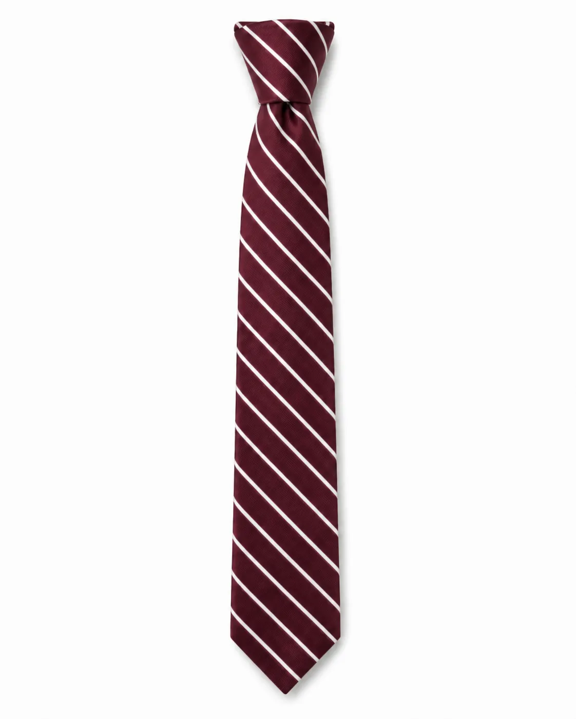 Maroon Striped School Tie, White Diagonal Stripe Uniform Tie - Image 1
