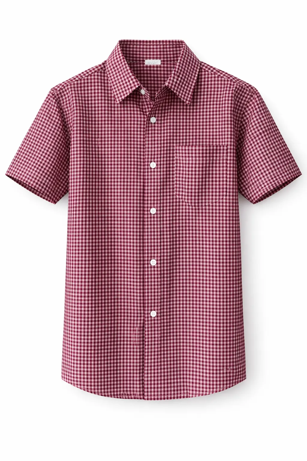 Maroon & White Checked School Shirt, Durable Woven Uniform Fabric - Image 1