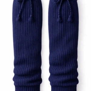 Navy School Leg Warmers, Soft Stretch Knit Warm Fit