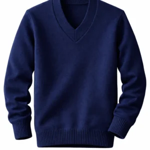 Navy School Uniform V-Neck Sweater, Plain Durable Knit