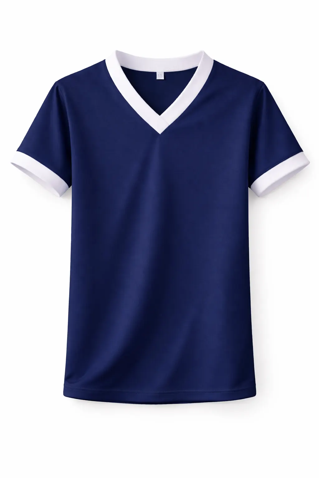Navy PE Shirt, White V-Neck Breathable Lightweight Sports Fabric - Image 1
