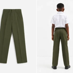 Olive Green School Uniform Trouser for Boys, Durable School Wear, Sizes 22-36
