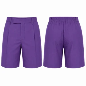 Purple Elastic Waist School Uniform Shorts for Boys, Comfortable School Wear, Sizes 22-36