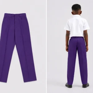 Purple School Uniform Trouser for Boys, Durable School Wear, Sizes 22-36
