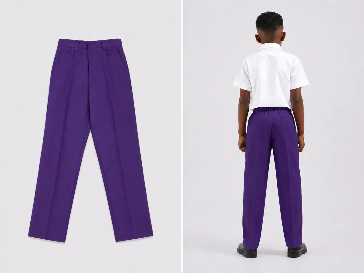 Purple School Uniform Trouser for Boys, Durable School Wear, Sizes 22-36 - Image 1