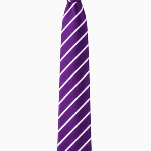 Purple Striped School Tie, White Diagonal Stripe Uniform Tie