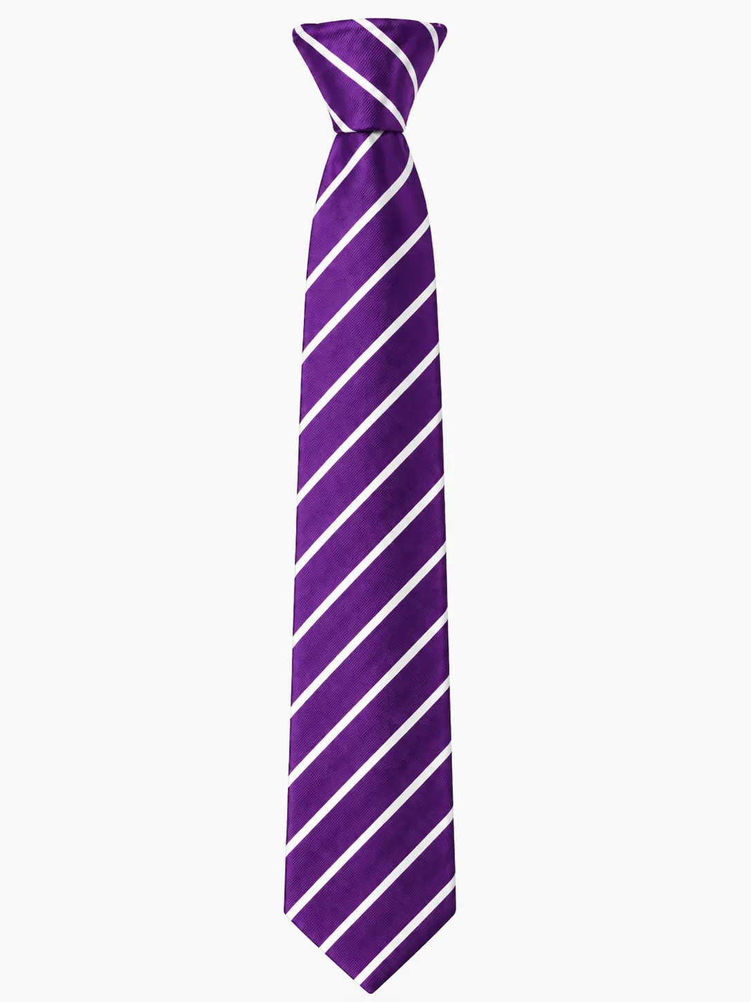 Purple Striped School Tie, White Diagonal Stripe Uniform Tie - Image 1