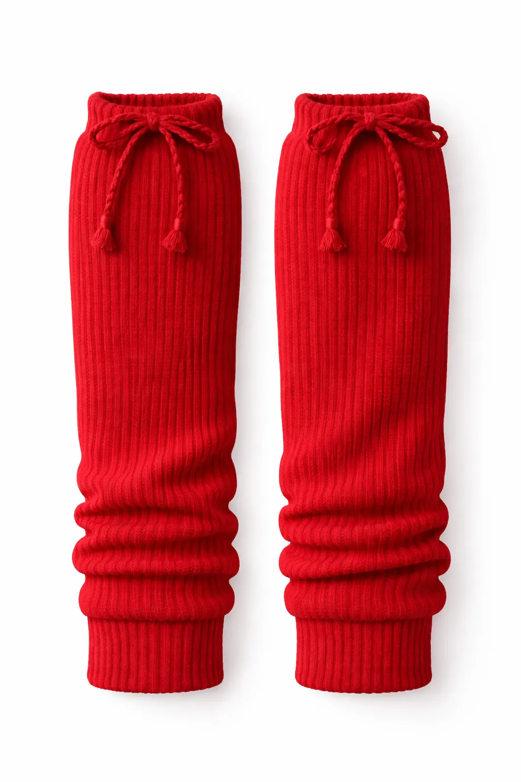 Red School Leg Warmers, Soft Stretch Knit Warm Fit - Image 1
