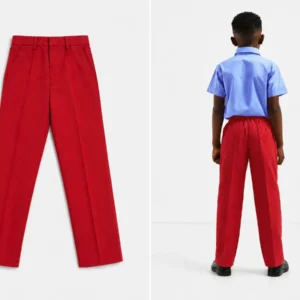 Red School Uniform Trouser for Boys, Durable School Wear, Sizes 22-36