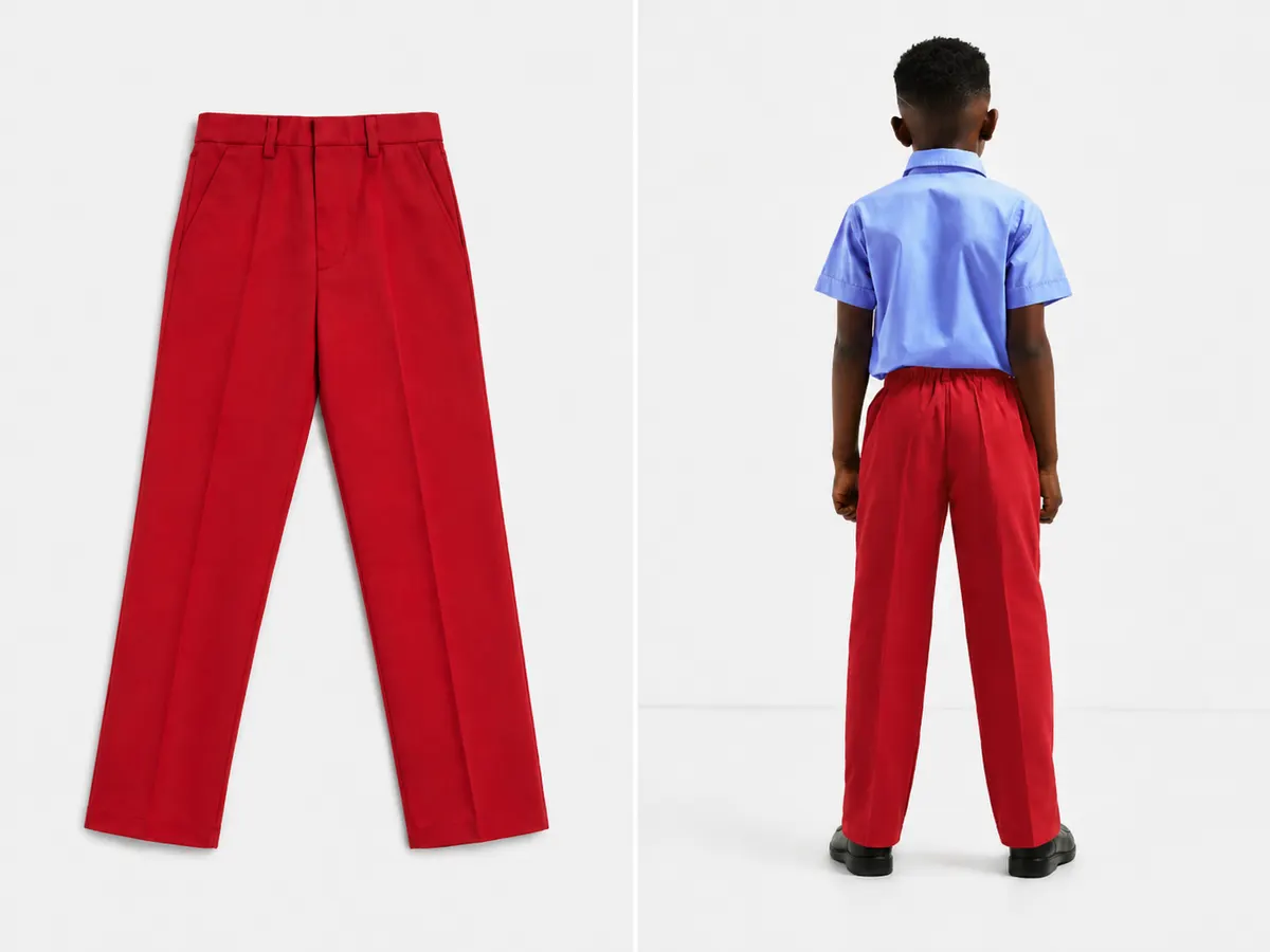 Red School Uniform Trouser for Boys, Durable School Wear, Sizes 22-36 - Image 1