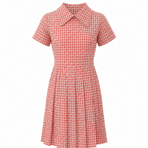 Red White Checked School Uniform Dress for Girls, Durable School Wear, Sizes 22-40