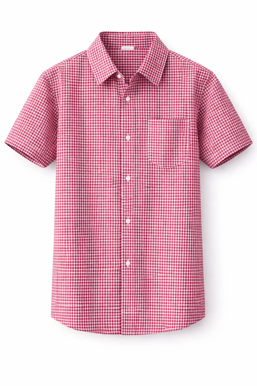 Red & White Checked School Shirt, Durable Woven Uniform Fabric - Image 1