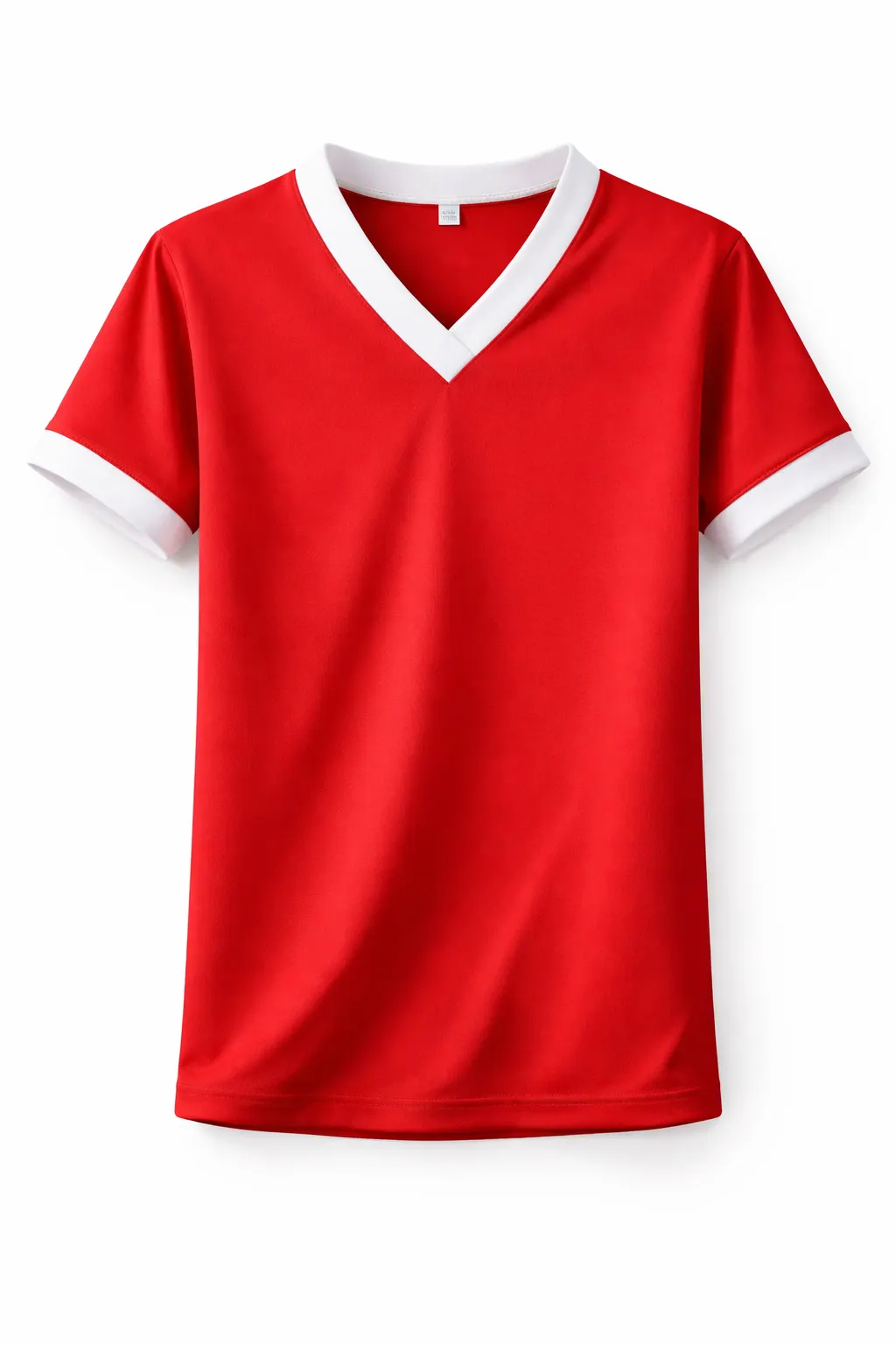 Red PE Shirt, White V-Neck Breathable Lightweight Sports Fabric - Image 1