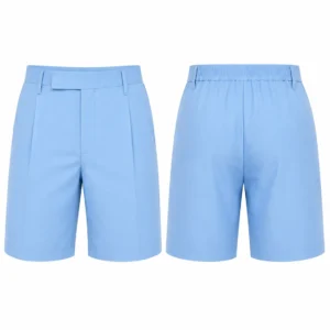 Sky Blue Elastic Waist School Uniform Shorts for Boys, Comfortable School Wear, Sizes 22-36