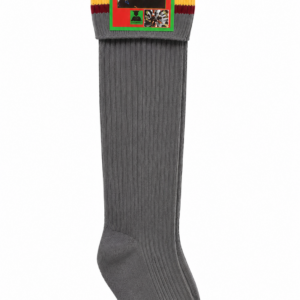 Grey School Socks, Maroon & Yellow Stripe Soft Stretch Knit
