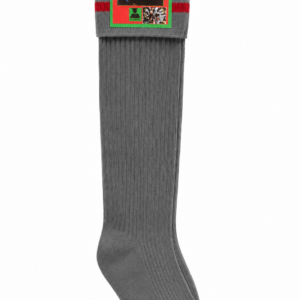 Grey School Socks, Red Stripe Soft Stretch Knit