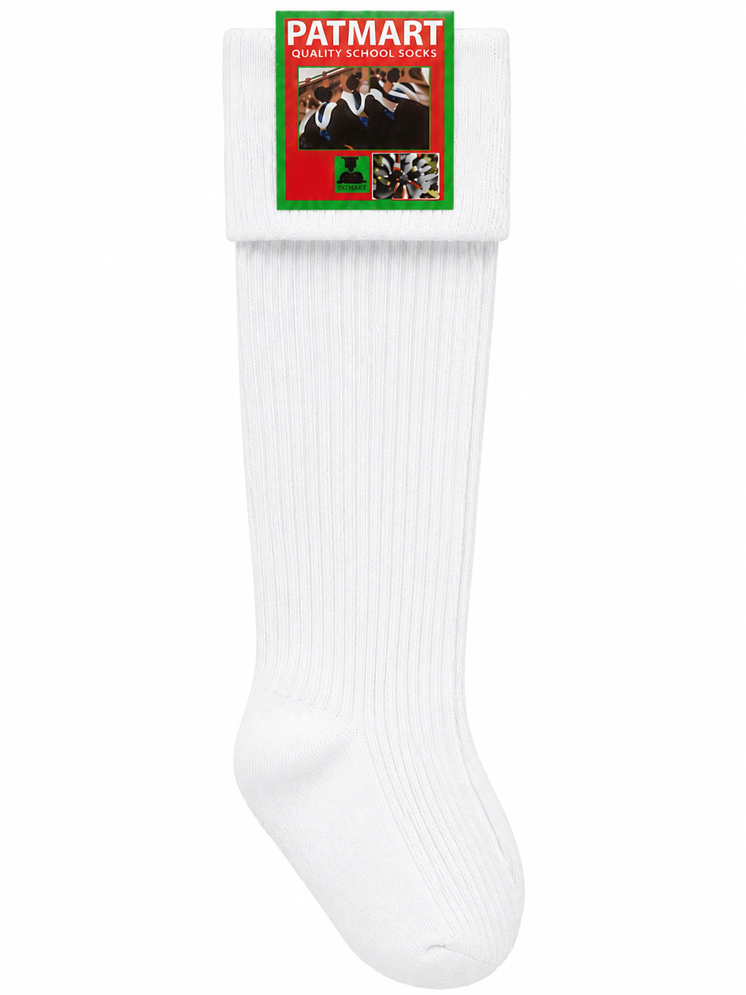 White School Socks, Plain Soft Stretch Knit - Image 1
