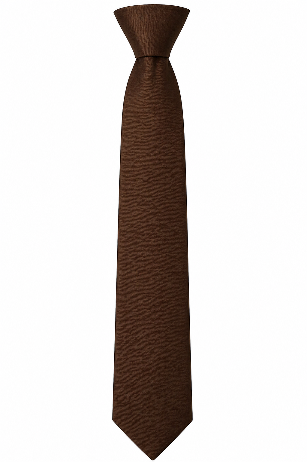 Brown Plain School Tie, One-Colour Uniform Tie - Image 1