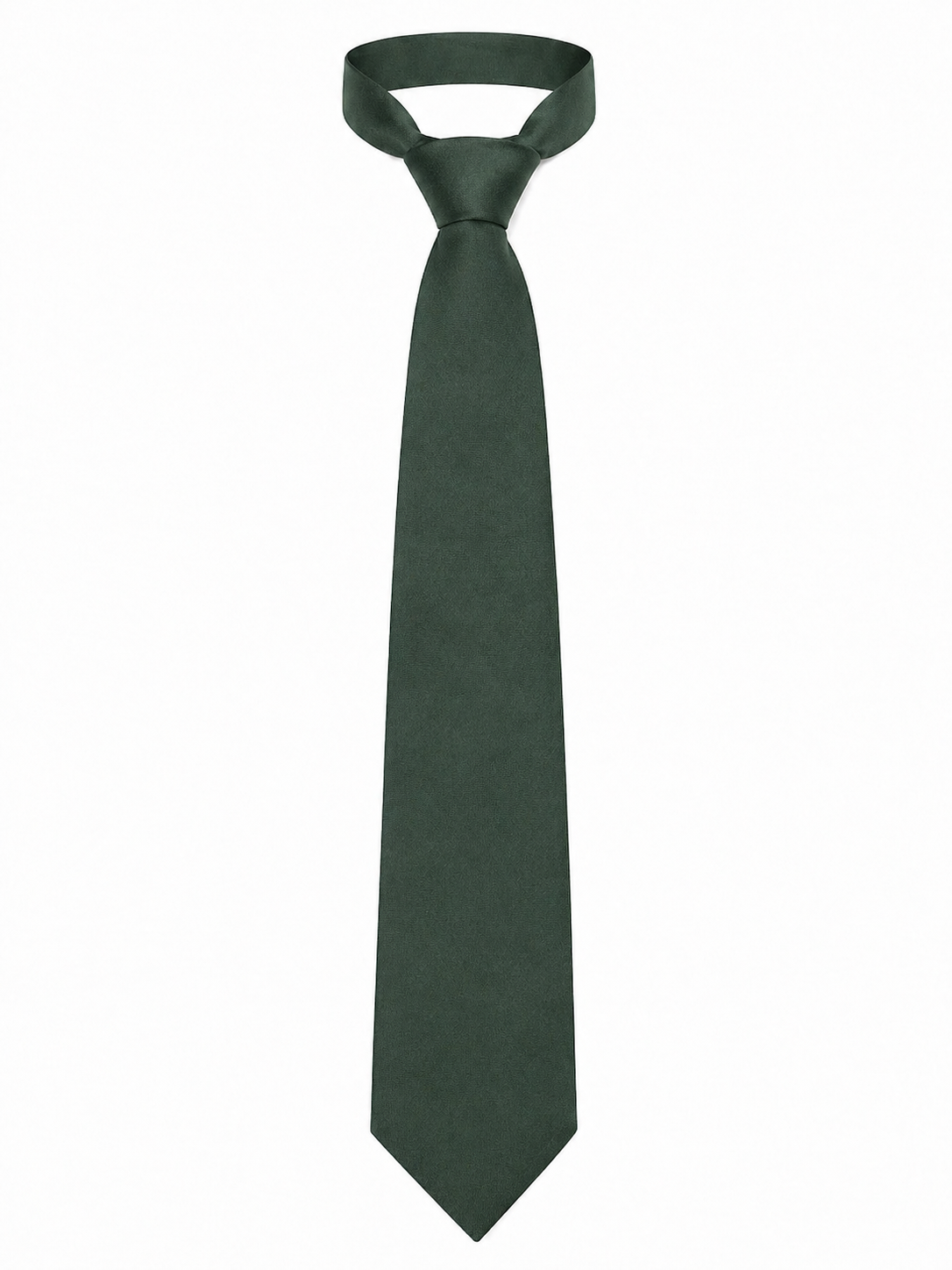 Green Plain School Tie, One-Colour Uniform Tie - Image 1