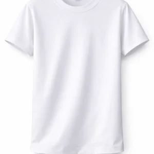 White Cotton PE T-Shirt, Breathable Lightweight Sports Fabric