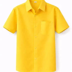 Yellow School Shirt, Plain Durable Woven Uniform Fabric